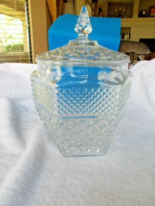 Vintage Wexford Anchor Hocking Large Pressed Glass Covered Ice Bucket Canister