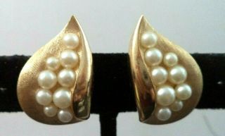 Rare Vintage Estate Signed Crown Trifari Flower 1 " Clip Earrings G787h