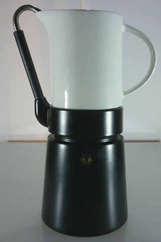 Vintage Black Valira Claudia Model Stove Top Espresso Pot & White Pourer Vg