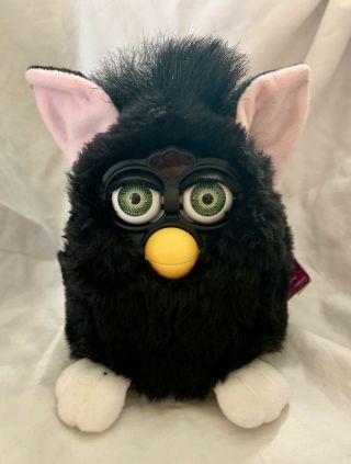 1998 Vintage Furby White & Black & Green Eyes With Tags