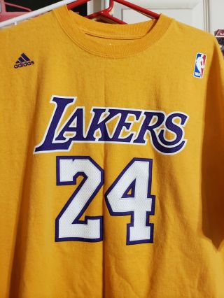 Vintage Kobe Bryant 24 Lakers Nwt Adidas Net Number T - Shirt Nba Gold