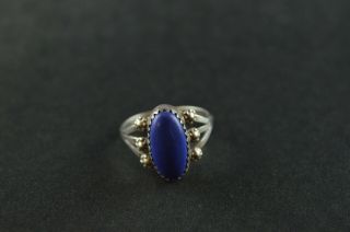 Vintage Sterling Silver Blue Stone Oval Dome Ring - 2g