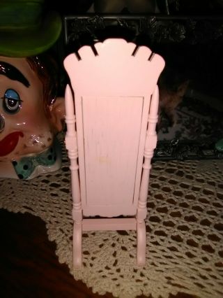 Dollhouse Miniature Mirror Standing Floor Model Pink Wood Frame 2