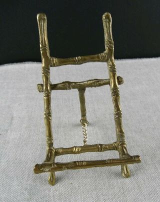 Vintage Miniature Brass Metal Bamboo Style Display Easel 5 "