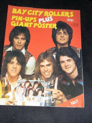 Vintage 1975 Giant Colour Poster & Pin Ups " Bay City Rollers " No 1 Rare