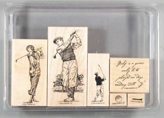 Stampin Up On The Green Set Of Rubber Stamps - Vintage Golf Clothes Father 