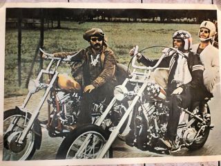 Vintage 1969 Easy Rider Peter Fonda Dennis Hopper Jack Nicholson Movie Poster