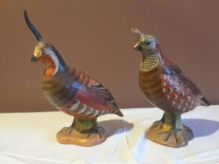 2 Vintage Mottahedeh Italy Ceramic/porcelain Quail Figurines Signed 1 Is