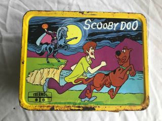 1973 Vintage Scooby Doo Metal Lunch Box And Peanuts Plastic Thermos