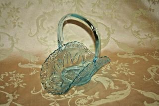 Vintage Princess House Aqua Ice Blue Sandwich Glass Leafy Eater Bridal Basket