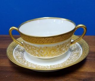 M.  Redon Limoges France Vintage Gold Accent Boullion Cup And Saucer