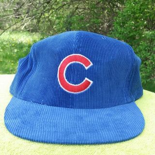 Vintage Chicago Cubs Mlb Baseball Corduroy Baseball Cap Hat Blue Chicago Tribune