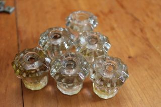 Vintage 1.  125 " Dia.  Clear Glass Knobs For Cabinet Doors/furniture Drawers (x6)