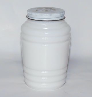 Vintage Hazel Atlas Hoosier Depression Milk Glass Ribbed Shaker