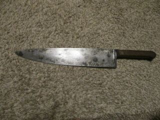 Vintage Heavy Duty Carbon Steel 17 " Butcher Knife 12 " Blade Full Tang 3 Rivet