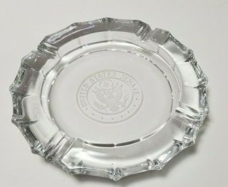 Vintage United States Senate Etched Lead Crystal Glass Ashtray Fostoria ?