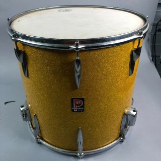 Vintage Premier 15 " X 16 " Floor Tom Drum Yellow Sparkle Glitter 15x16 8 Lug