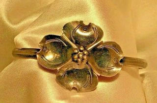 Vintage Stuart Nye Dogwood Flower Sterling Silver Cuff Bracelet