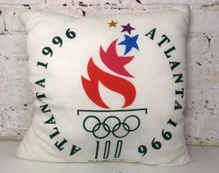 Vtg 1996 Atlanta Olympics Throw Pillow Rare 90s