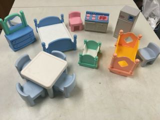 Little Tikes Vintage Grand Mansion Dollhouse Replace Furniture Kitchen Beds