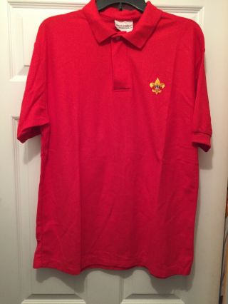 Vintage Boy Scouts Of America Bsa Polo Large Red