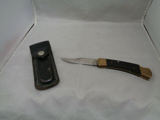 Vintage Buck 110 Folding Knife With Sheath