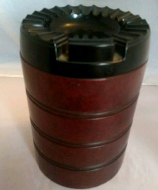 Vintage Small Dark Wood Cigar Tobacco Humidor Jar Canister With Ashtray Lid