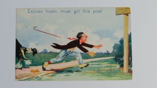 1914 Vintage Comic Postcard Royal Mail Bull Stainland Halifax Temporary Postmark