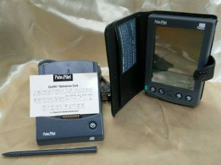 Vintage Palm Pilot 3com Usa W/synch Cradle/stand Case 2 Stylus Inst