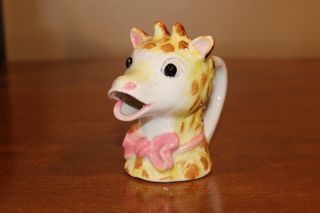 Vintage Ceramic Giraffe Cream Pitcher Hand Painted Unique Anthropomorphic