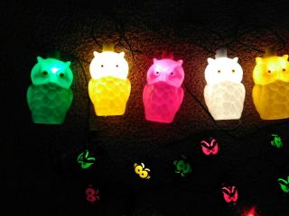 VINTAGE OWL BLOW MOLD LIGHTS String Camping RV Patio NOMA? Plus party lights 3