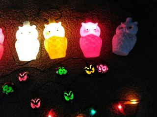 VINTAGE OWL BLOW MOLD LIGHTS String Camping RV Patio NOMA? Plus party lights 6