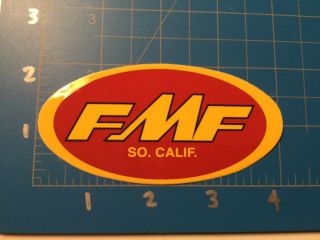 Vintage Fmf Sticker - Late 90’s Design Decal Red W/yellow Text - Motocross & Bmx