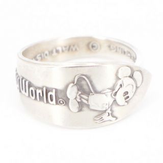 Vtg Sterling Silver - Walt Disney World Mickey Spoon Handle Ring Size 8 - 5g