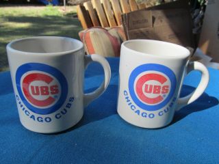 2 Vintage Ceramic Chicago Cubs Coffee Mugs (old Time Diner Style)