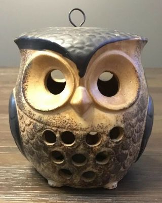 Ceramic Owl Lantern - Double Sided - Made In Japan Vintage Mcm