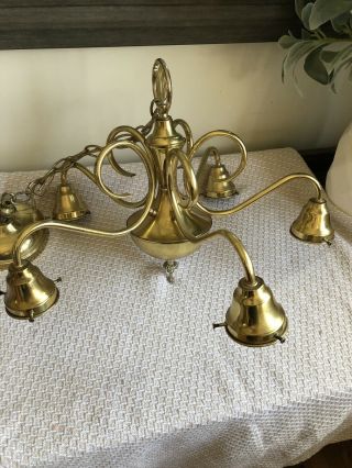 Vintage Hanging Brass Ceiling Light Fixture Lamp Chandelier Re - Purpose Wedding