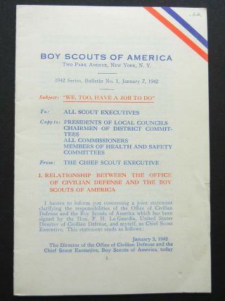 Vtg Jan 1942 Orig Wwii - Era Bsa Boy Scout Civilian Defense Pearl Harbor Bulletin