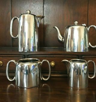 Art Deco Vintage Sheffield Silver Plated Coffee And Tea Set