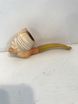 Vintage Estate Meerschaum Hand Carved 6 " Tobacco Pipe Turkish Man