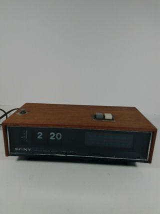Vintage Sony 8fc - 69wa Digimatic Fm/am Flip Clock Radio,  Wood Vtg