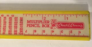 Vintage Chuck E Cheese ' s 1980s Pencil Case Calculator Ruler and Pencil Sharpener 4