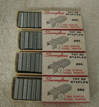 Vintage Tot 50 Swingline Staples - 4 Full Boxes