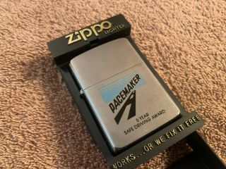 Vintage 1986 Zippo Lighter Old Stock Pacemaker 5 Year Safety Award