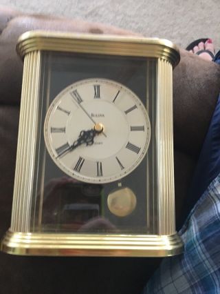 Vintage Bulova Pendulum Gold 8” Desk Clock