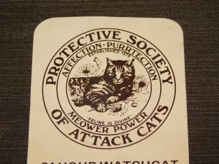 VINTAGE 1979 PROTECTIVE SOCIETY OF ATTACK CATS 24 HOUR WATCHCAT STICKER 2