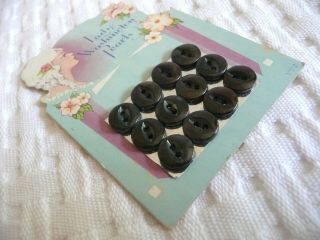 RARE Vtg LADY WASHINGTON PEARLS 12 BLACK BUTTONS on CARD Made in U.  S.  A. 3