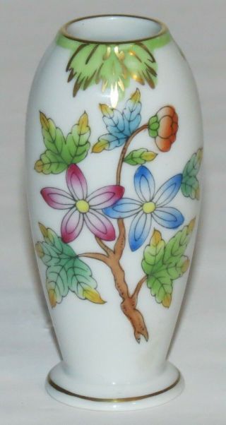 Vintage Herend Hungary Porcelain Hand Painted Butterfly Floral Mini Vase