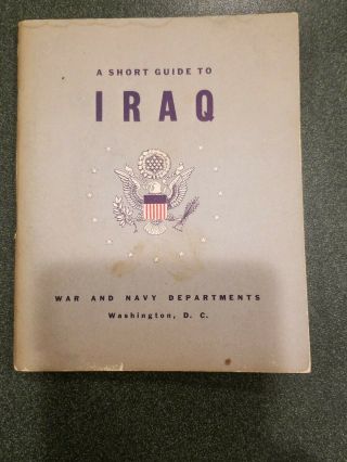 Vintage Us War Department Pocket Guide To Iraq - Wwii