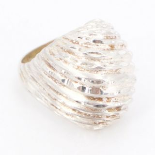 Vtg Sterling Silver - Diamond Cut Etched Solid Dome Ring Size 9 - 13g